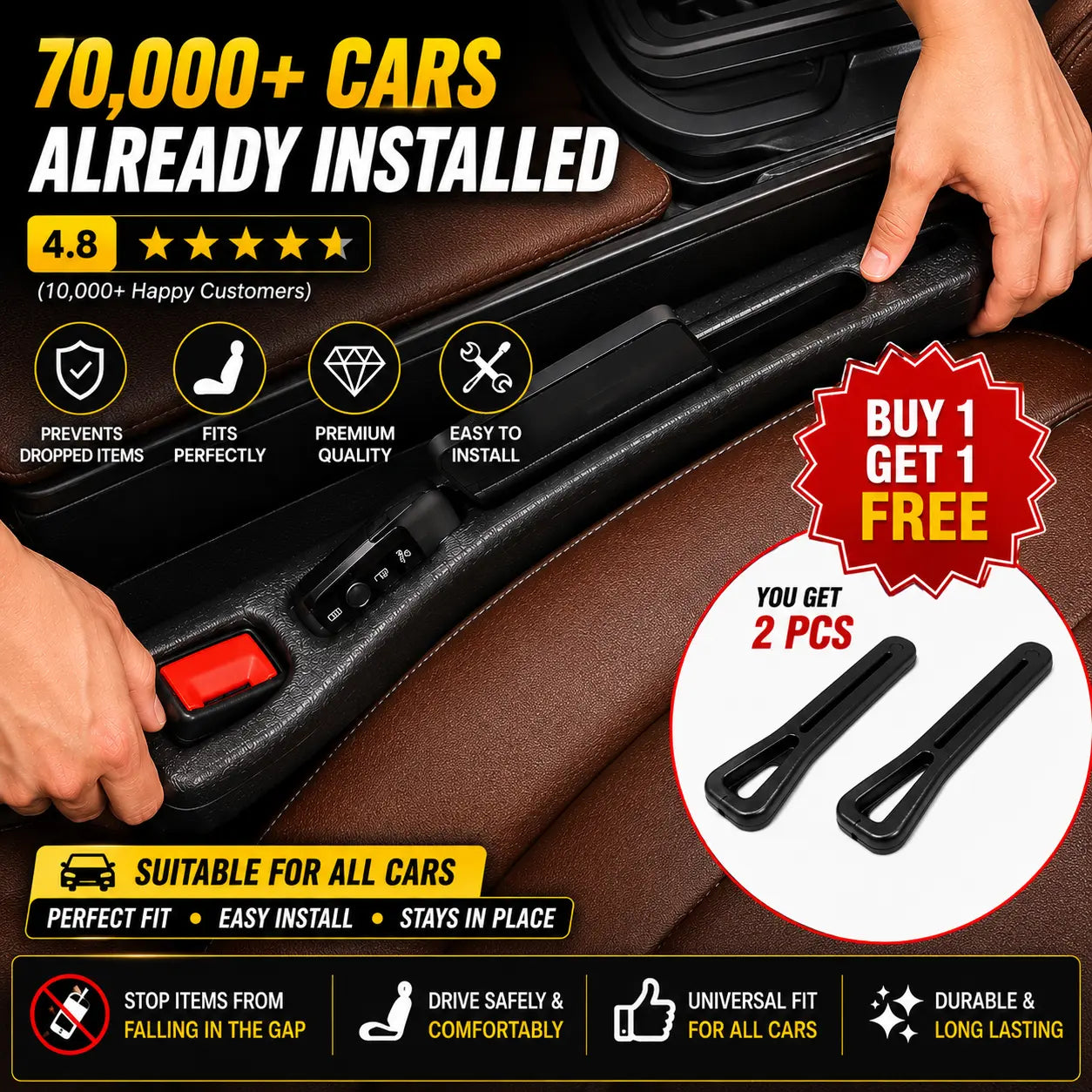 🚗 Car Seat Gap Stopper – No More Lost Phones & Keys! 🔥 Buy 1 Get 1 FREE – Freedom Sale!