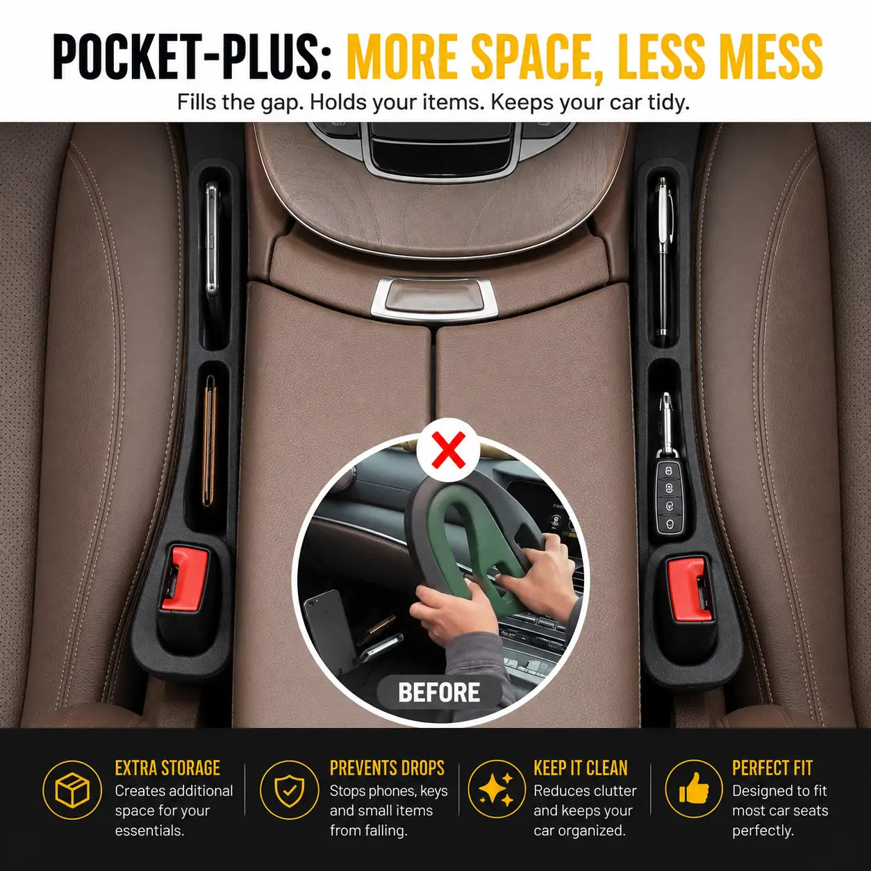 🚗 Car Seat Gap Stopper – No More Lost Phones & Keys! 🔥 Buy 1 Get 1 FREE – Freedom Sale!
