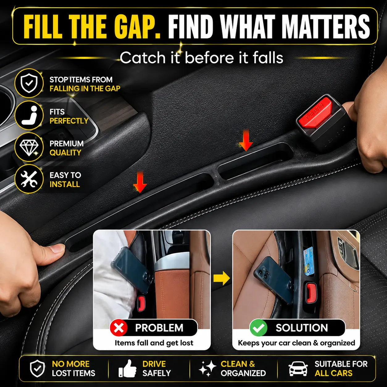🚗 Car Seat Gap Stopper – No More Lost Phones & Keys! 🔥 Buy 1 Get 1 FREE – Freedom Sale!