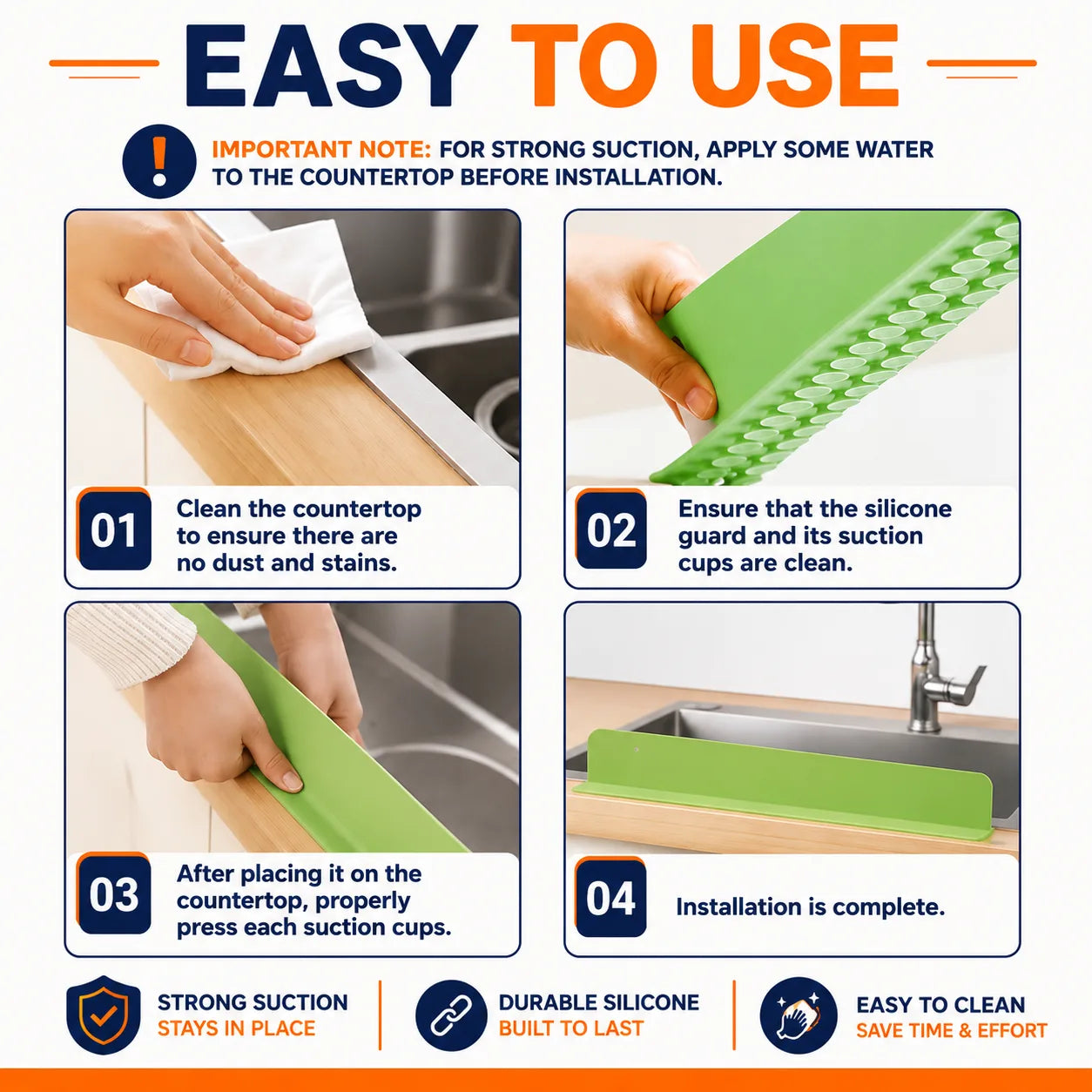 Silicone Sink Splash Edge Guard (Buy 1 Get 1 Free)